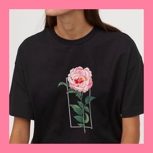 H&M x SHAWN MENDES Rose Printed Tour Tee S NWT